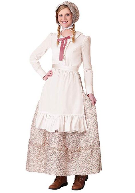 Amazon.com: Women's Prairie Pioneer Costume X-Large White: Clothing Pioneer Woman Dressing, Pioneer Costume, Pioneer Clothing, Pioneer Dress, Farm Dress, Woman Costume, Fancy Dresses Party, Floral Pattern Dress, Backless Prom Dresses