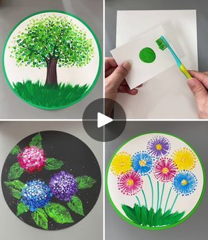 Creative Painting Hacks for Beginners | Easy Painting Tips and Tricks for Kids | By Activities For Kids | Everyone, welcome to our
Facebook page. Let's spread this paint and draw the grass
using toothbrush. We are using this bubble wrap for the tree.
Paste the tree trunk, use clay and look your beautiful artwork
is ready. Take a straw, make multiple cut and dab different
colors on the top of the circle, make colourful flowers.
Use airbird as well. Draw the leaves and use toothbrush for
the grass and it's done. Here we are going to spread this
paint and make this very easy drawing. Here we are making a
beautiful cake. Simply remove the paint like this, take a
scale and spread the paint and look it's ready. Here we are
going to use the cylindrical shape, put the bubble wrap on
the top and co Painting Tips And Tricks, Very Easy Drawing, Painting Hacks, Homemade Art, Kids Art Class, Colourful Flowers, Hand Crafts For Kids, Kindergarten Crafts, Art Hobbies