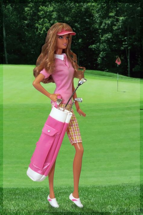 Pink Barbie Golfer (Mrs. Brooks) FROM: Home | Barbie Collector Barbie And Ken Costume, Barbie Costumes, Barbie Careers, Girls Golf, Pink Barbie, Trendy Girl, Barbie I, Golf Outfits Women, Barbie Collector