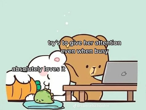 Wholesome Boyfriend, I Love Attention, Mocha Bear, One More Night, Couples Comics, Milk & Mocha, Cute Bear Drawings, Relatable Crush Posts, Cute Love Cartoons