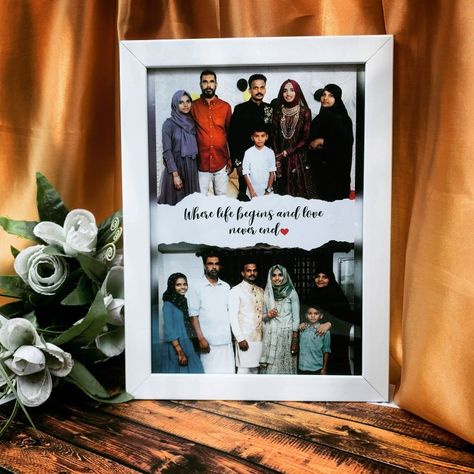 Dm instagram @artozfil Birthday Photo Frame Models, Collage Picture Frames Ideas, Wedding Anniversary Photo Frame Ideas, Couple Photo Frame Ideas, Bday Story, Couple Photo Frame, Marriage Frame, Happy Wedding Anniversary Cards, Baby Books Diy