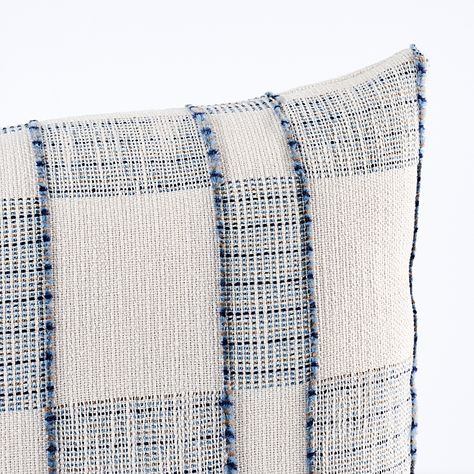 Elko Plaid Pillow - Indigo Pillows & Accessories | Schumacher Schumacher Pillows, Indigo Pillows, Plaid Pillow, Striped Cushions, Christmas Pillows, Quilted Sham, World View, The Maker, Asymmetrical Design