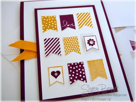 Banner Blast Card for DSC#123 Thursday Color Challenge Stampin Up Birthday Cards, Color My World, Envelope Punch Board, Bday Cards, Punch Board, Supply List, Notes Design, Friendship Cards, Card Making Inspiration