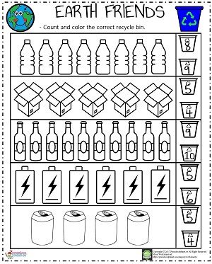 Here is recycle themed counting worksheet for preschoolers,kindergarten and first graders. With this worksheet kids will improve their counting abilities and also have awareness about recycling. This recycle counting worksheet is in pdf format and downloadable. Have fun! Reduce Reuse Recycle Worksheet, Recycle Worksheet, Earth Day Preschool Activities, Recycle Preschool, Free Printable Preschool Worksheets, Recycling Lessons, Earth Day Worksheets, Counting Worksheet, Worksheet Kindergarten