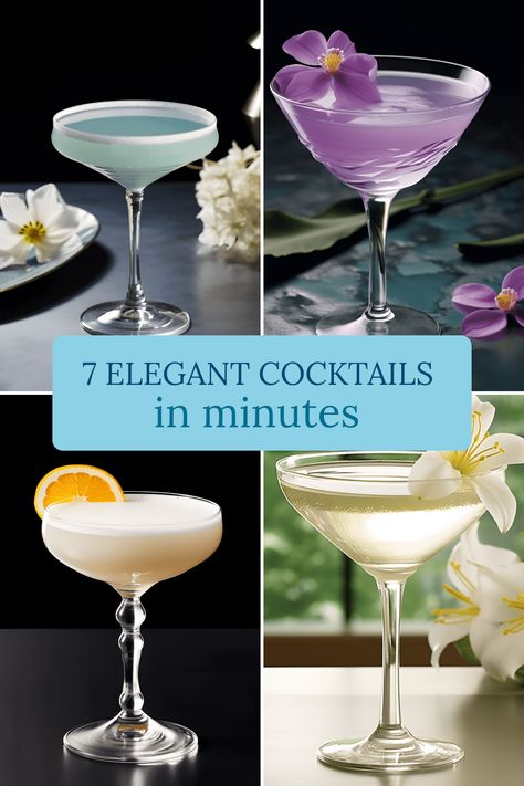 Discover 7 quick and easy elegant cocktail recipes, including French 75, Kir Royale, and more for your next gathering or special occasion. French 75 Variations, French Inspired Cocktails, French 75 Signature Cocktail, French 72 Cocktail, Frozen French 75 Cocktail, French 76 Cocktail Recipe, Classic French Cocktails, Elegant Cocktails, Blueberry Martini