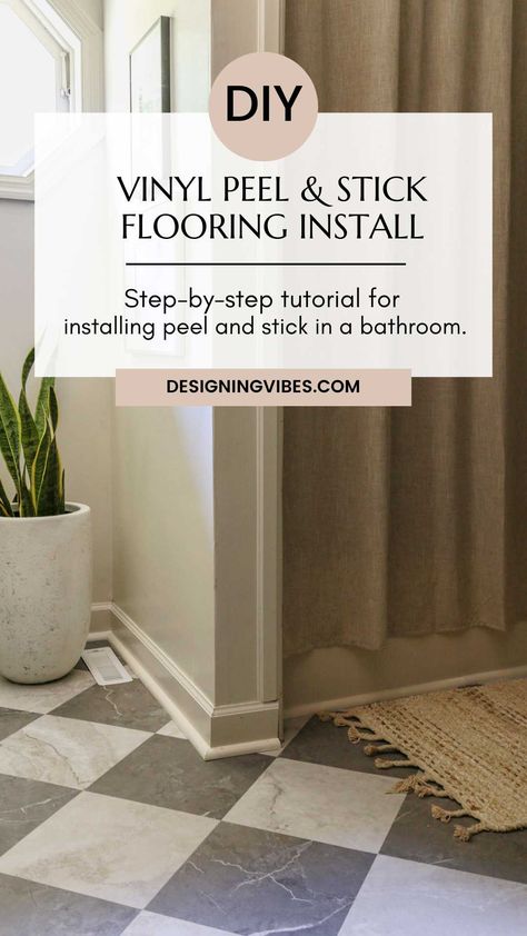 Cheap Bathroom Makeover, Installing Tile Floor, Door Diy Projects, Tile Floor Diy, Peel And Stick Tiles, Deck Colors, Stick Tiles, Peel And Stick Floor, Bathroom Floors