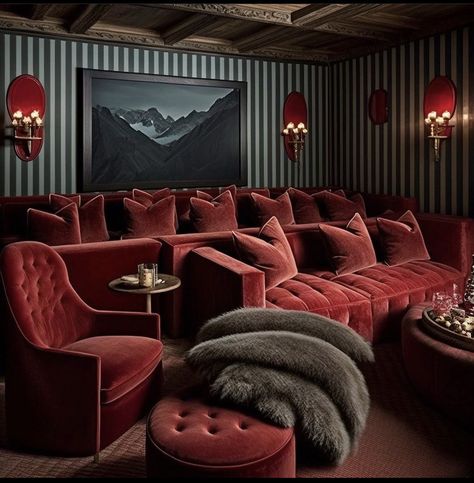 Reverse Orientalism, Basement Theater, Theater Rooms, Home Cinema Room, Home Theater Rooms, Cinema Room, Home Cinemas, Dream House Decor, Movie Theater