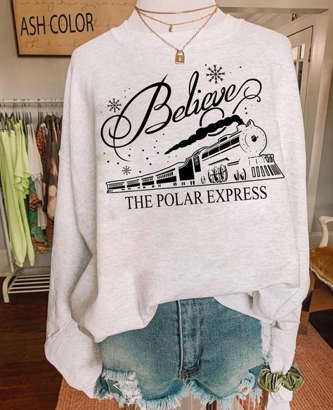 Christmas Shirts Vinyl Polar Express, Cute Christmas Shirts For Women, Christmas Sweatshirt Ideas Vinyl, Polar Express Shirt Ideas, Vinyl Christmas Shirts, Polar Express Shirts, Cricut Christmas Shirts, Christmas Sweatshirts Vinyl, Polar Express Quotes