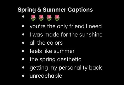 Beginning Of Summer Insta Captions, Instagram Captions For Flowers Posts, Spring Season Captions Instagram, Caption For Spring, Instagram Captions Spring, Spring Break Instagram Captions, Spring Captions, Sea Captions, Summer Instagram Captions