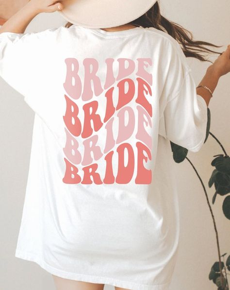 Bachelorette Party Shirts Bride, Bride Squad Tshirt, Bride Tshirt Ideas, Bride To Be Outfit, Bride Shirts Bachelorette, Bride Tshirts, Bride Tee Shirts, Bride Squad Shirts, Bach Shirts