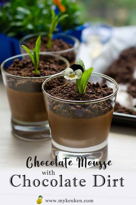 Dirt Recipe, Chocolate Dirt, Dirt Cake, Chocolate Mousse Recipe, Mousse Recipes, Plated Desserts, Decadent Chocolate, Easy Chocolate, Chocolate Mousse