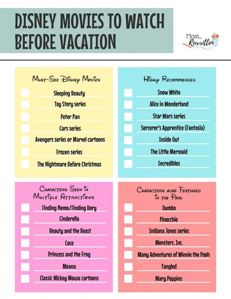 Disney Film Checklist, Movies To Watch Before Disney World, Disney Trip For Adults, Disney World Planner, Disneyland Paris Tips, Disneyland 2024, Disney Movies List, Disney 2023, Vacation 2024