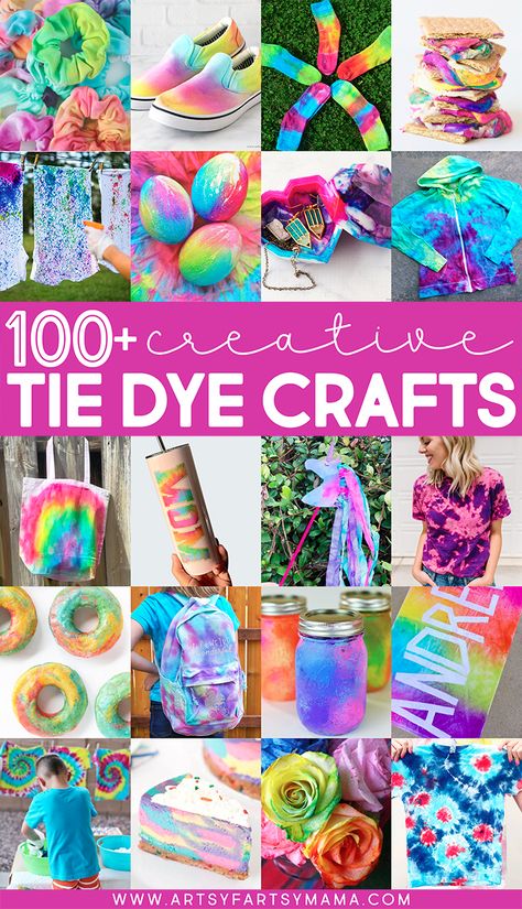 Tye Dye Diy Homemade, Birthday Party T Shirt Ideas, What To Tie Dye Besides Shirts, What To Tie Dye Ideas, Tie Dye Crafts For Preschool, Mess Free Tie Dye, Tie Dye Party Games, Tie Dye Art For Kids, Tie Dye Item Ideas