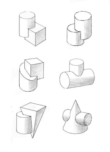 Practice Drawing Shapes, Shape Drawing, Geometric Shapes Drawing, 3d Geometric Shapes, Composition Drawing, Perspective Drawing Lessons, Geometric Shapes Art, Art Basics, Object Drawing