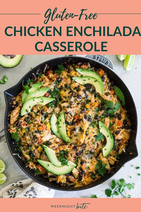 This Chicken & Cauliflower Rice Enchilada Casserole is a tried and true favorite on the blog and I love that it’s packed full of veggies but still tastes like hearty comfort food. You can make it with a base of quinoa, rice, or cauliflower rice and it's such as easy recipe. It’s gluten-free easily dairy-free if you leave off the cheese, and paleo-friendly, but most of all, it’s absolutely delish and gotta love a one pan cleanup! Tap for the full recipe! Recipes With Cauliflower Rice, Recipes With Cauliflower, Quinoa Enchilada Casserole, Chicken Cauliflower Rice, Quinoa Enchilada, Enchilada Bake, Chicken Cauliflower, Quinoa Rice, Chicken Enchilada Casserole