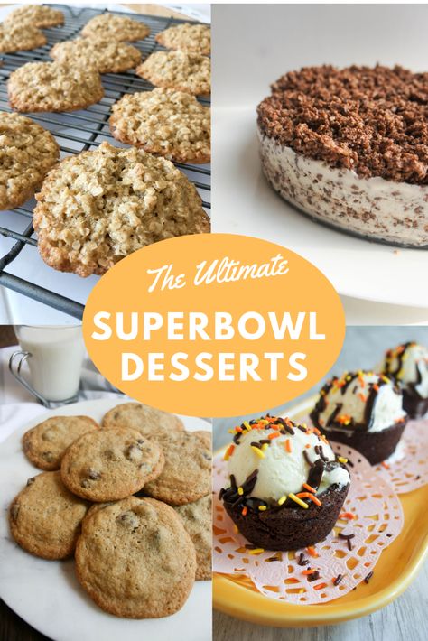 Super Bowl Sweets Desserts, Super Bowl Desserts Easy Sweet Treats, Easy Superbowl Desserts, Super Bowl Sunday Desserts, Super Bowl Desserts Easy, Brownie Sundae Cups, Super Bowl Sweets, Super Bowl Desserts, Super Bowl Dessert