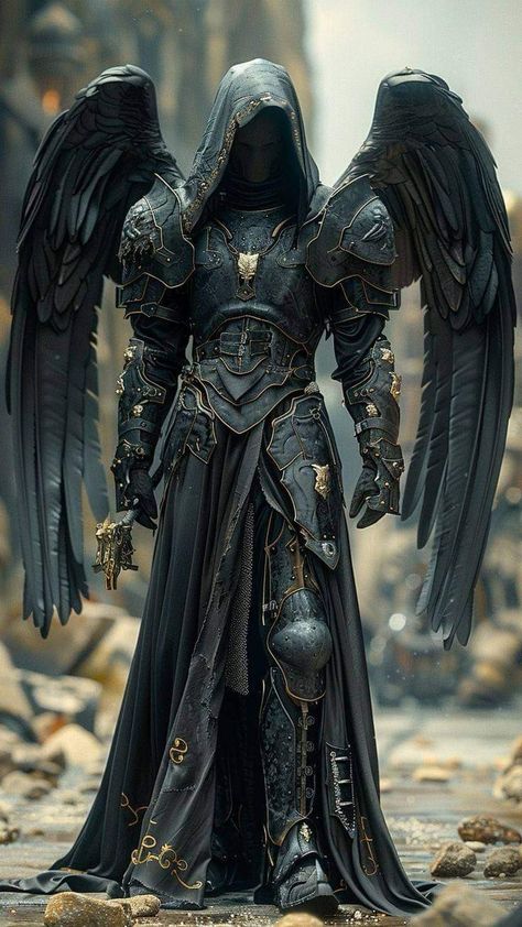 Spirit Guardians Dnd, Angel Armor, Demon Wings, Gothic Angel, Warrior Concept Art, Arte Alien, Angel Warrior, No Light, Black Wings