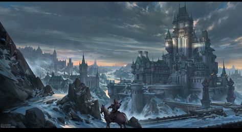 ArtStation - The snow in winter in the castle, G liulian Beaux Arts Architecture, Concept Art Landscape, Rpg Horror, Rpg Dice, Castle Art, 다크 판타지, Fantasy City, Fantasy Castle, Art Disney