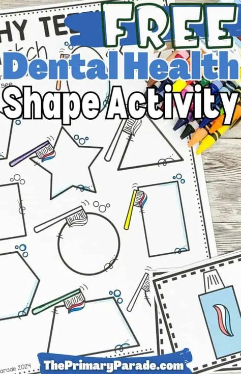 Dental Health Month Shape Activity Dental Health Art For Toddlers, Health And Hygiene Activities For Kids, Dental Activities For Preschool, Healthy Teeth Activities, Teeth Activities, Dental Health Preschool Activities, Dental Activities, Dental Health Preschool Crafts, Health Preschool