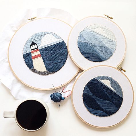 Nautical embroideries by Sarah K. Benning Nautical Embroidery, Diy Broderie, Contemporary Embroidery, Pola Sulam, 자수 디자인, Sewing Embroidery Designs, Hand Embroidery Art, Hand Embroidery Stitches, Modern Embroidery