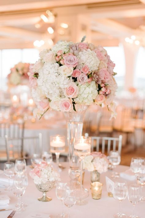 Pink Wedding Receptions, Flowers And Candles, White Flower Arrangements, Pink And Gold Wedding, Peony Bouquet, Ceremony Design, Wedding Reception Centerpieces, Reception Centerpieces, Blush Pink Weddings