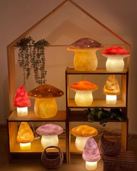 Egmont Toys, Cozy Reading Corners, Mushroom Lights, House In Nature, Mushroom Lamp, Fall Party, Home Decor Items, Decorative Objects, Vintage Decor