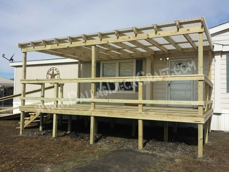 Mobile Home Patio, Mobile Home Steps, Mobile Home Porches, Mobile Home Deck, Manufactured Home Porch, Mobile Home Renovations, Building A Porch, Mobile Home Living, Porch Roof