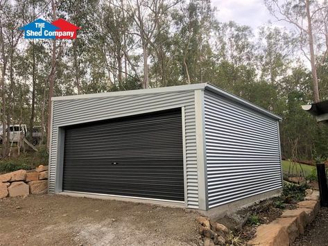 Skillion Roof, Building Roof, Roller Doors, Divider Wall, Shed Design, The Shed, Steel Buildings, Roof Design, Pitched Roof