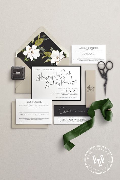 Magnolia Wedding Theme, Rehearsal Dinner Menu, Magnolia Wedding, White Magnolia, Green Wedding Invitations, When I Get Married, Custom Stationery, I Got Married, Southern Wedding