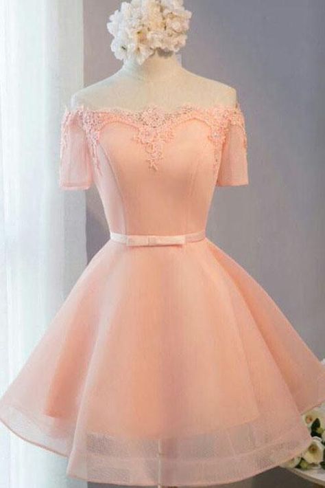 Pastel Orange Appliqued Tulle Off-shoulder Homecoming Dresses,Short Party Dress,N295 Blue Graduation Dresses, Pink Homecoming Dress, Two Piece Homecoming Dress, Short Party Dress, Burgundy Prom Dress, Short Homecoming Dress, Short Prom Dress, Lace Homecoming Dresses, فستان سهرة