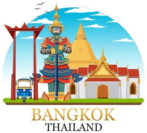 Bangkok thailand landmark logo banner | Free Vector #Freepik #freevector #thailand #thai-giant #thailand-background #giant Thailand Background, Thailand Landmark, Thailand Logo, Logo Banner, Phuket Thailand, Logo Banners, Bangkok Thailand, Thailand Travel, Phuket