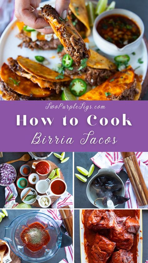 Step-by-step photos of making Birria Tacos. Tacos Recipes Mexican Authentic, Tacos Barilla, Beef Barilla Tacos, Birria Tacos Videos, Bria Tacos Recipe, Cheap Mexican Dinners, Barista Tacos, Britta Tacos, Baria Taco Recipe