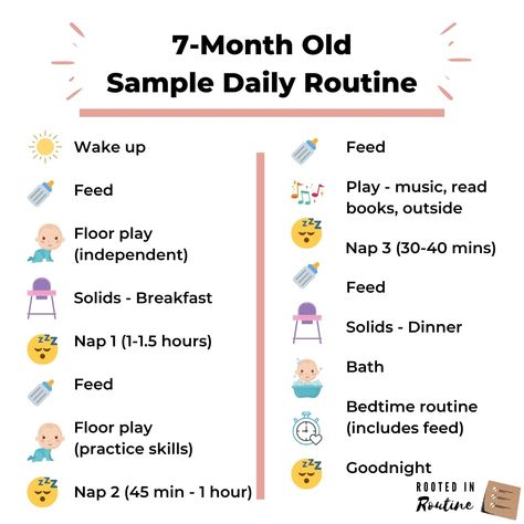 Jessica • Childhood Routines on Instagram: “Jack turned SEVEN MONTHS old last week! 🥰 Here is a snapshot of our current daily routine. It’s not TOO different from six months except we…” 7 Month Old Routine, Outside Flooring, 7 Month Old Baby, Dream Feed, Baby Routine, Bedtime Routine, 7 Months, Best Mom, Daily Routine