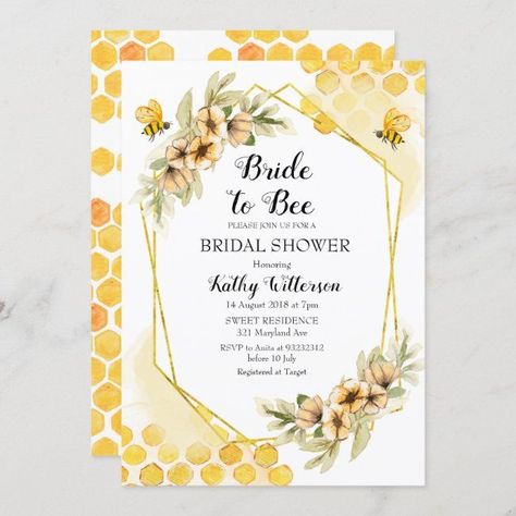 Floral Baby Shower Invitations Bride To Bee Bridal Shower Invitation #zazzle #zazzleinvitations #babyshowerinvitations #babyshower #babyboyshowerinvitations #babygirlshowerinvitations #bohobabyshowerinvitations #elephantbabyshowerinvitations #floralbabyshowerinvitations #rusticbabyshowerinvitations #safaribabyshowerinvitations #teddybearbabyshowerinvitations #woodlandbabyshowerinvitations Bride To Bee, Sweet As Can Bee, Bee Invitations, Bee Baby Shower Invitations, Honey Bee Baby Shower, Rustic Baby Shower Invitations, Mommy To Bee, Woodland Baby Shower Invitations, Bee Baby