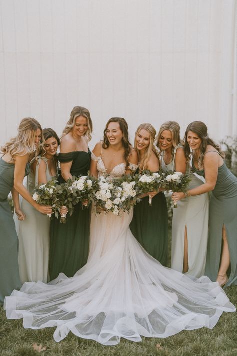 Sage Green Bridesmaid Dresses Different Styles, Gray Green Bridesmaid Dresses, Olive Green Brides Maids Dresses, Ivy Bridesmaid Dresses, Bridesmaids In Green Dresses, Brides Made Dresses Green, Shades Of Olive Green Bridesmaid Dresses, Bridesmaid Dress Green Sage, Birdy Grey Sage Green Bridesmaid