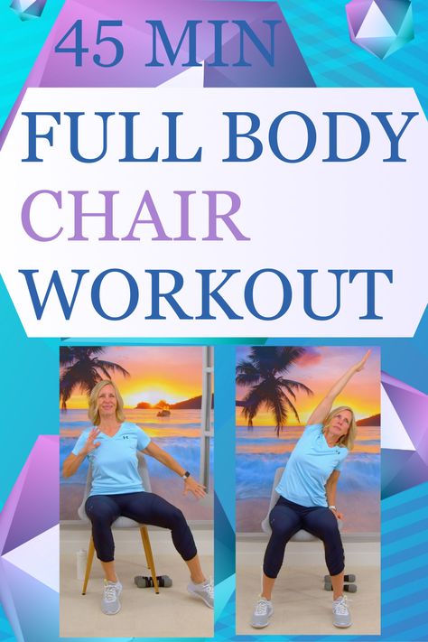 This 45 minute CHAIR workout covers cardio, strength, posture and flexibility exercises for a full body workout. Bow Flex, Chair Exercises For Seniors, Parkinsons Exercises, 45 Minute Workout, Chair Workout, Chair Exercise, Senior Exercises, Exercises For Seniors, Flexibility Exercises