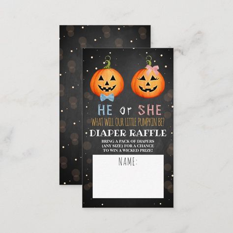 Halloween Pumpkin Gender Reveal Party Diaper Enclosure Card Pumpkin Gender Reveal Party, Pumpkin Gender Reveal, Halloween Chalkboard, Reveal Party, Baby In Pumpkin, Baby Shower Invites For Girl, Reveal Parties, Gender Reveal Party, Disney Gifts