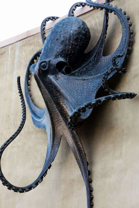 Octopus Prime | Bronze Octopus Sculpture in Laguna Beach Octopus Sculpture Clay, Octopus Holding Things, Kraken Sculpture, Scary Octopus, Octopus Statue, Metal Octopus, Octopus Sculpture, Steampunk Octopus, Vintage Octopus