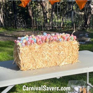 Easy Fall Festival Game Lollipop Pull Game Fall Festivals, Easy Fall Games For Kids, Kids Fall Festival Games, Lollipop Pull Game, Fall Festival Booth Ideas, Harvest Festival Games, Fall Festival Booth, Fall Carnival Games, Fall Festival Activities