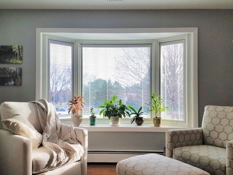 Before and After: New Bay Window with Built-In Blinds | Pella Bifold Patio Doors, Window Stained, Window Projects, Indoor Window, Bow Window, French Doors Patio, Door Inspiration, Solid Wood Doors, Sliding Patio Doors