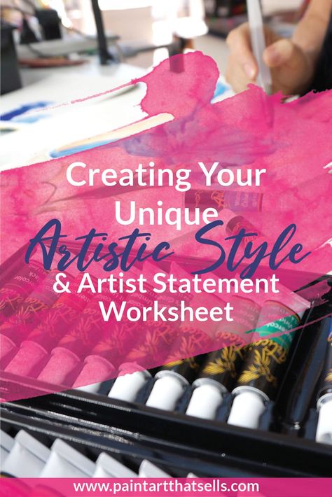 Trying to work out what your unique artistic style is? Use this free workbook to help you determine what makes your art unique and write your artist statement. Artist Statement Worksheet, Art Biz, Social Media Work, Art Promotion, Free Workbook, Artist Business, Artistic Style, Paint Art, Artist Statement