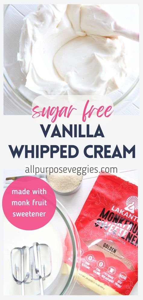 Here's Zero Sugar Whipped Cream made with Monk Fruit Sweetener, a recipe that I use to top my low-carb cakes and desserts like this Japanese Cotton Cheesecake and Flourless Roll Cake. Airy, light and still very sweet, this Monk Fruit Sweetened Whipped Cream can be added to morning coffees, dolloped over fresh berries and more. Monk Fruit Recipes Low Carb, Monk Fruit Frosting, Monk Fruit Ice Cream, Monkfruit Frosting, Monkfruit Desserts, Monk Fruit Sweetener Recipes, Monk Fruit Desserts, Monkfruit Recipes, Monk Fruit Recipes