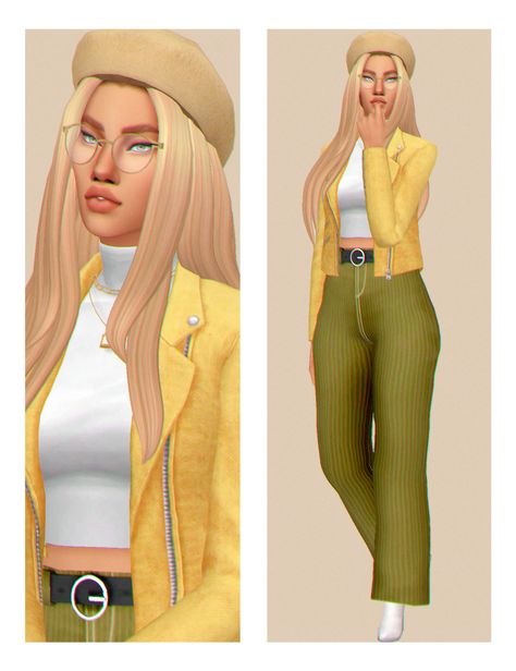 Greenllamas Sims 4 Cc, Womens Leather Jacket Outfit, Sims 4 Cheats, Jacket Outfit Women, Sims4 Clothes, Yellow Outfit, Leather Jacket Outfits, Sims 4 Cas, Cc Sims