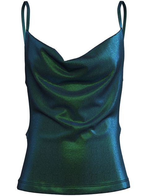 emerald green lurex detailing spaghetti straps V-neck V-back straight hem Emerald Green Clothes Aesthetic, Green Top Aesthetic, Emerald Green Outfits, Dark Green Clothes, Dark Green Outfits, Green And Black Outfits, Emerald Green Fashion, Emerald Green Shirt, Emerald Green Outfit