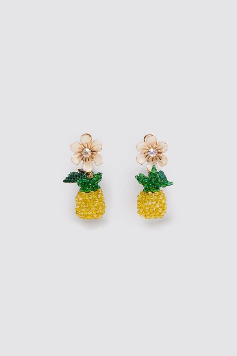 Pineapple Flowers, Spring Palette, Pineapple Earrings, Animal Print Scarf, Crochet Wool, Jewelry Choker, Seed Bead Jewelry, Diy Beads, Flower Shape