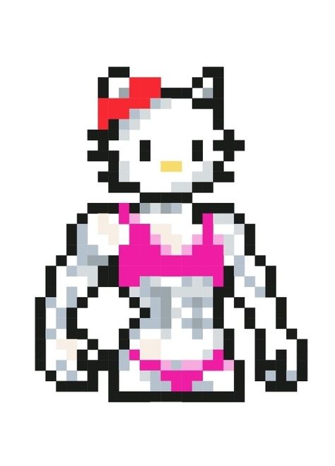 Pixel Art Hello Kitty, Hello Kitty Pixel Art, 32x32 Pixel Art Grid, Pixel Art Ideas, Car Comfort, Easy Pixel Art, Art Perle, Pixel Art Templates, Cool Pixel Art