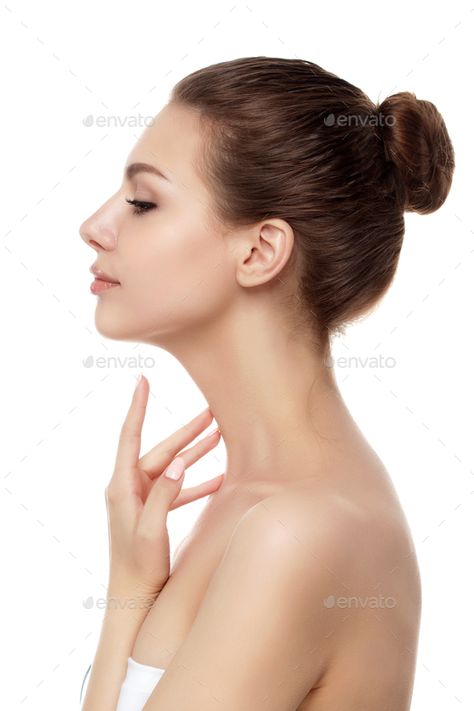 Young beautiful woman touching her neck by Dutko. Portrait of young beautiful caucasian woman touching her neck isolated over white background. Cleaning skin, SPA ther... #Affiliate #Dutko, #neck, #young, #Portrait Touching Neck Pose, Woman Neck, 2023 Photo, Vintage Pop Art, Body Hair Removal, Portrait Photography Poses, Figure Poses, Woman Back, Touching Herself