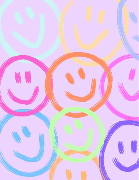 Painted Smiley Face, Pastel Smiley Face Wallpaper, Smiley Face Widget, Colorful Smiley Face Wallpaper, Happy Face Background, Smiley Aesthetics, Smiley Faces Aesthetic, Smiley Face Banner, Preppy Intro