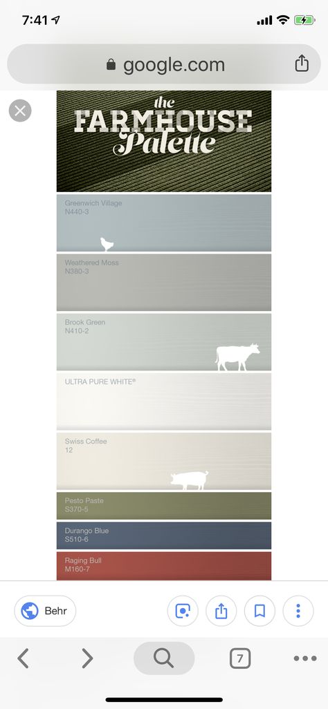 El Centro - walls Brook Green and trim Ultra Pure White Behr Brook Green, Brook Green, Behr Paint Colors, Swiss Coffee, Farm House Colors, Behr Paint, Room Color, Living Room Colors, Room Colors