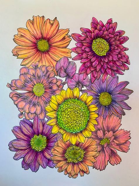 Print by Kendra Keitel Colored by Tina Black Colouring Pages For Adults Finished, Coloring Pages For Adults Flowers, Finished Coloring Pages For Adults, Finished Coloring Pages, Colouring Pages For Adults, Colouring Ideas, Coloring Ideas, Coloring Pages For Adults, Flower Gardens